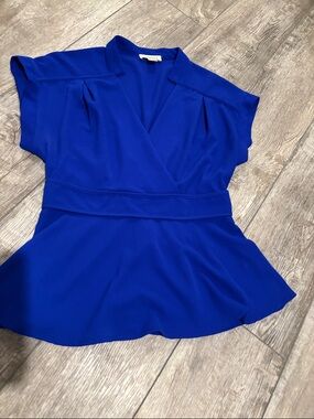 Monteau Women’s Short Sleeve Royal Blue Peplum Top - size XL